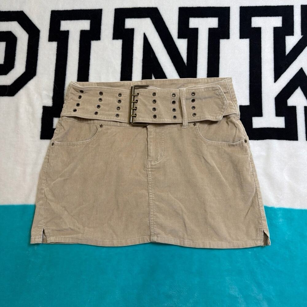 Y2K Vintage Bubblegum Belted Corduroy Mini Skirt